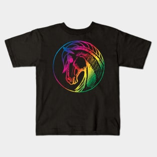 Round horse Rainbow Kids T-Shirt